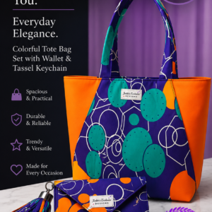 Colourful Tote Bag Set with Wallet & Tassel Keychain
