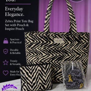 Zebra Print Tote Bag Set with Pouch & Inspire Pouch